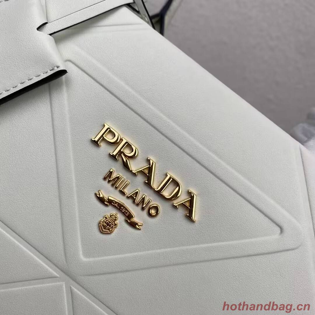 Medium leather Prada Symbole bag with topstitching 1BA378 white Medium leather Prada Symbole bag with topstitching 1BA378 white