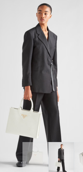 Medium leather Prada Symbole bag with topstitching 1BA378 white Medium leather Prada Symbole bag with topstitching 1BA378 white