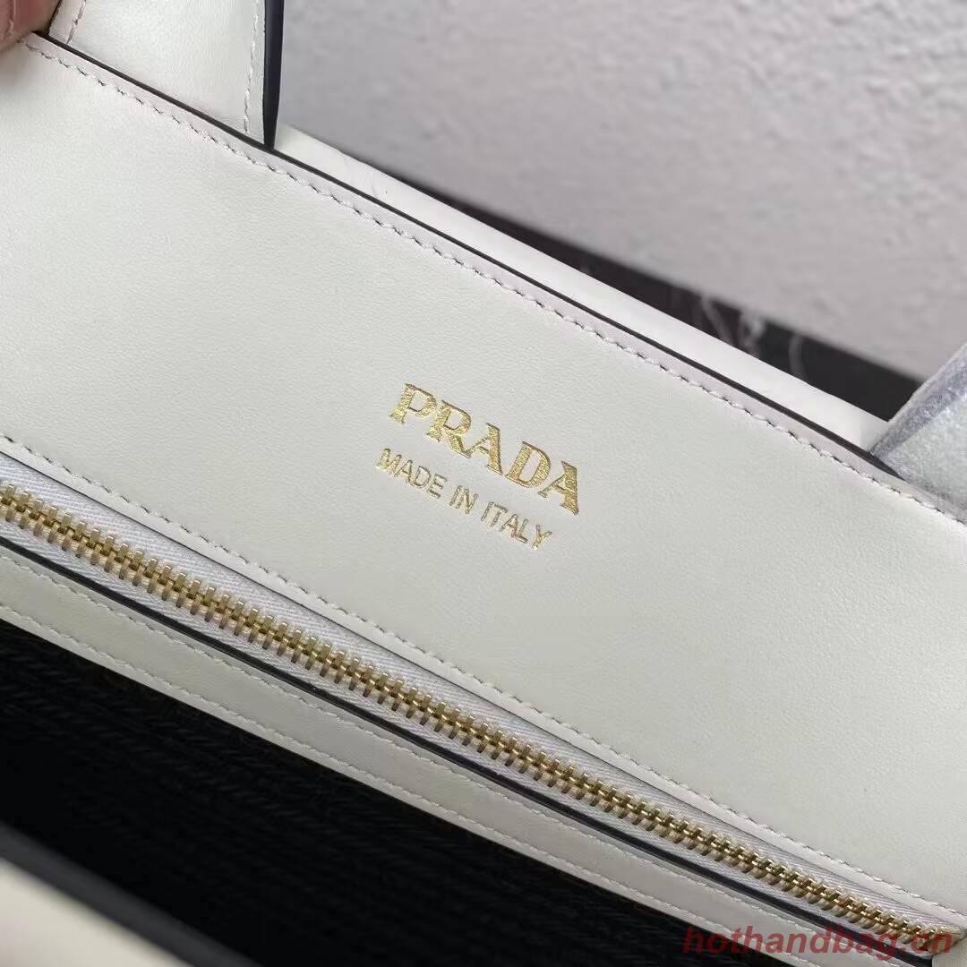 Medium leather Prada Symbole bag with topstitching 1BA378 white Medium leather Prada Symbole bag with topstitching 1BA378 white