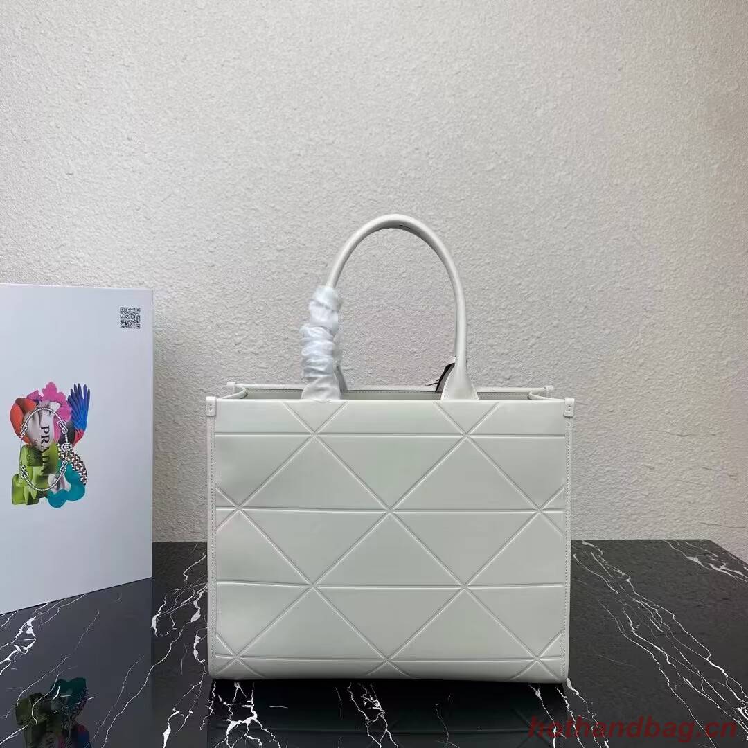 Medium leather Prada Symbole bag with topstitching 1BA378 white Medium leather Prada Symbole bag with topstitching 1BA378 white