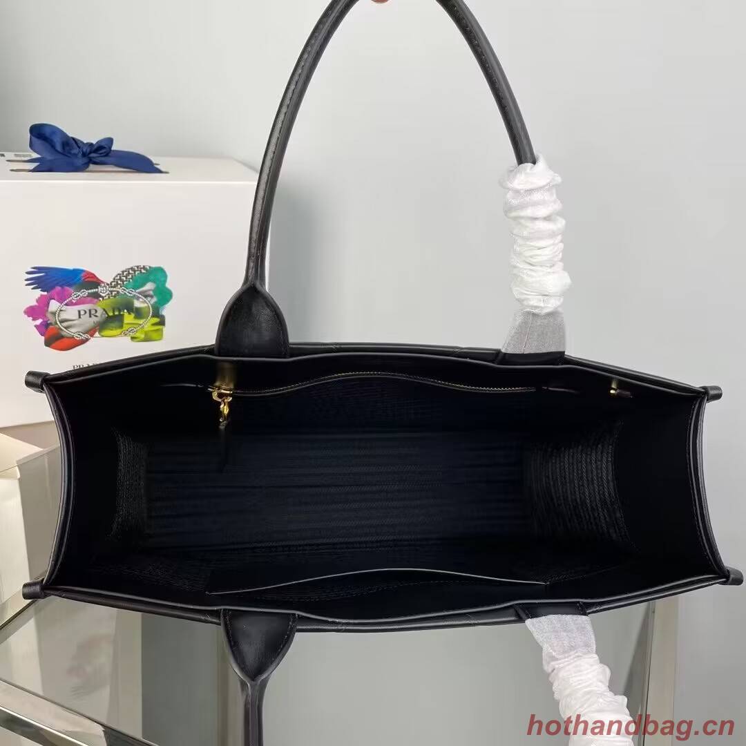 Prada Large leather Prada Symbole bag with topstitching 1BA377 Black Prada Large leather Prada Symbole bag with topstitching 1BA377 Black