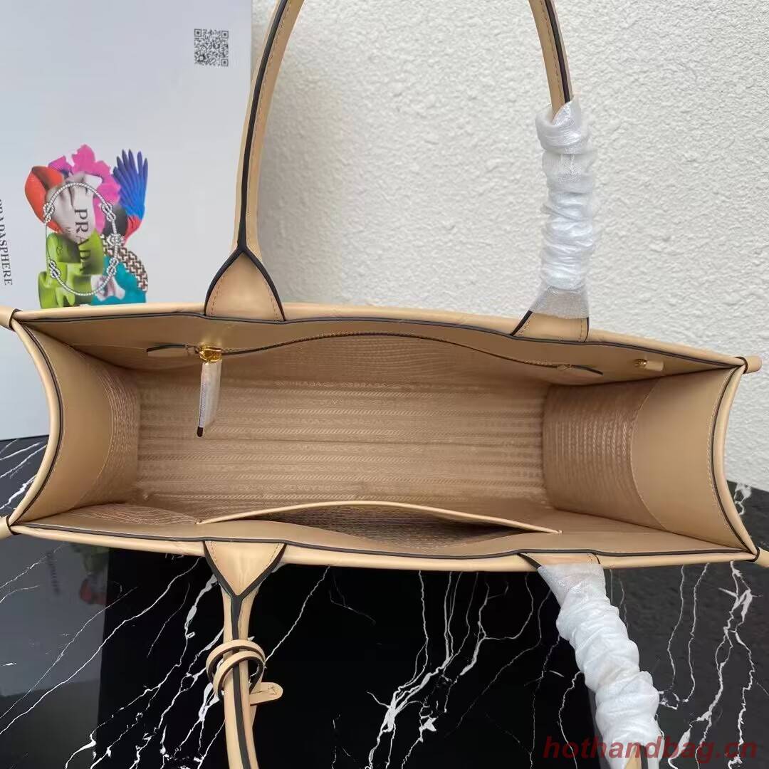Prada Large leather Prada Symbole bag with topstitching 1BA377 Sand Beige Prada Large leather Prada Symbole bag with topstitching 1BA377 Sand Beige