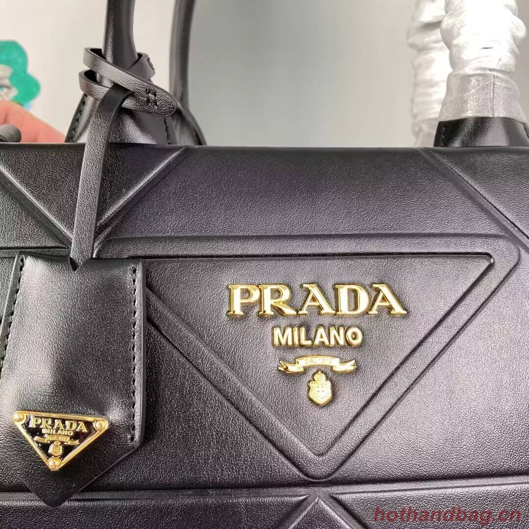 Small leather Prada Symbole bag with topstitching 1HH039 black Small leather Prada Symbole bag with topstitching 1HH039 black