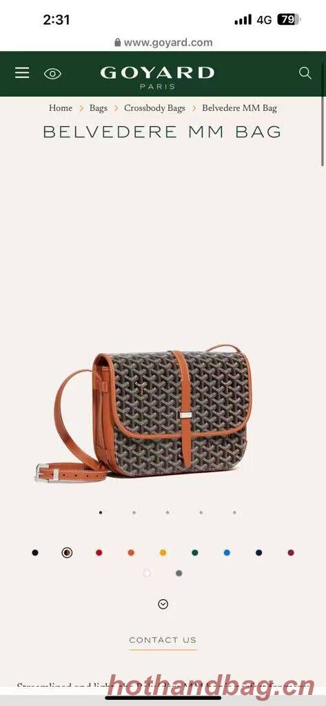 Goyard Calfskin Leather Delvedere MM Bag G36023 Brown Goyard Calfskin Leather Delvedere MM Bag G36023 Brown