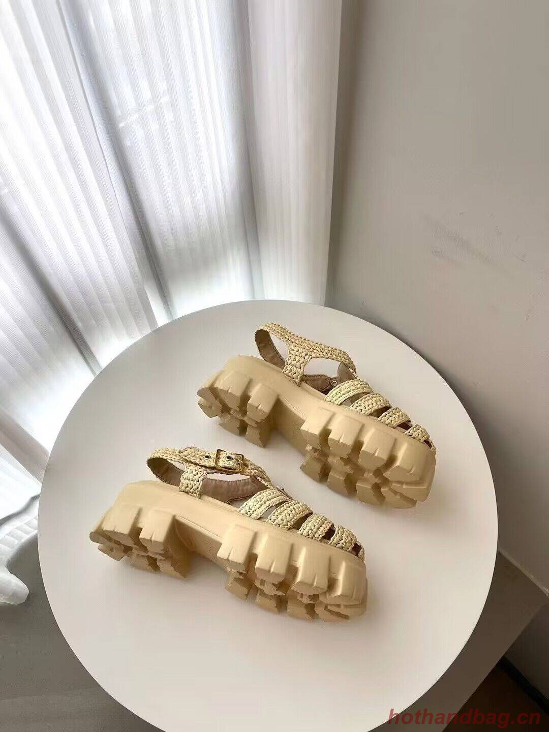 Prada Weave Sandals Shoes PD30362 Apricot Prada Weave Sandals Shoes PD30362 Apricot