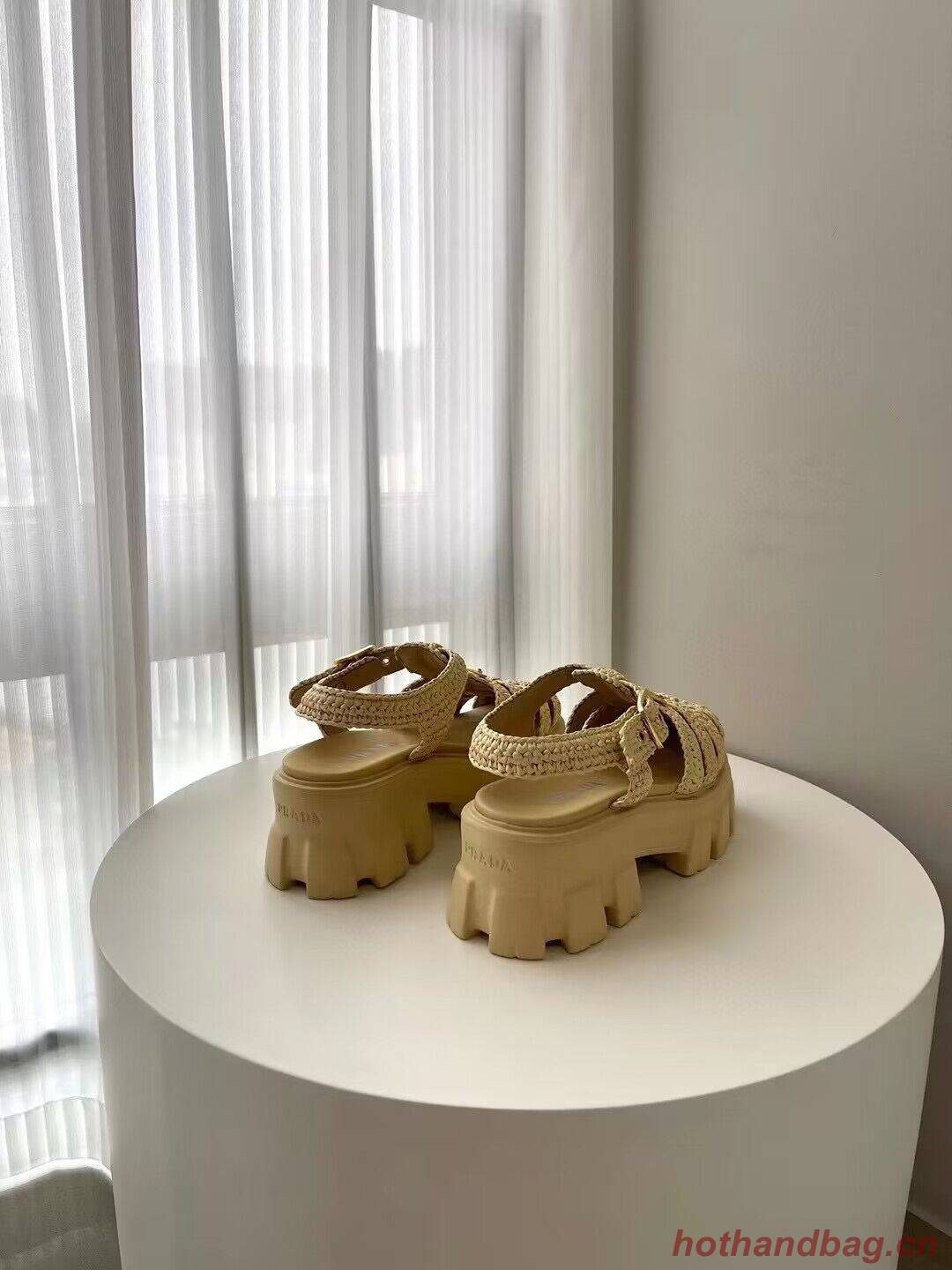 Prada Weave Sandals Shoes PD30362 Apricot Prada Weave Sandals Shoes PD30362 Apricot