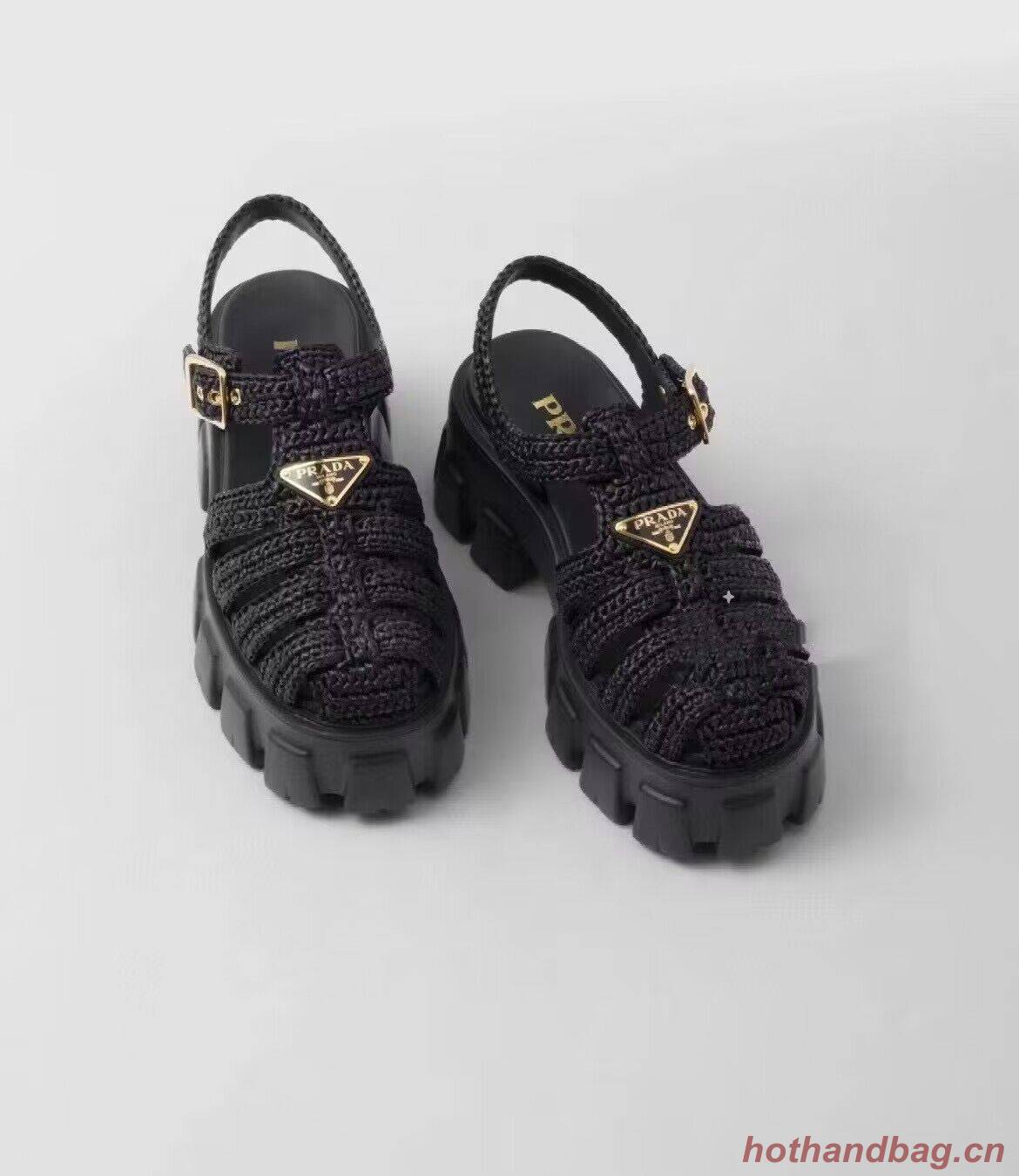 Prada Weave Sandals Shoes PD30362 Black Prada Weave Sandals Shoes PD30362 Black