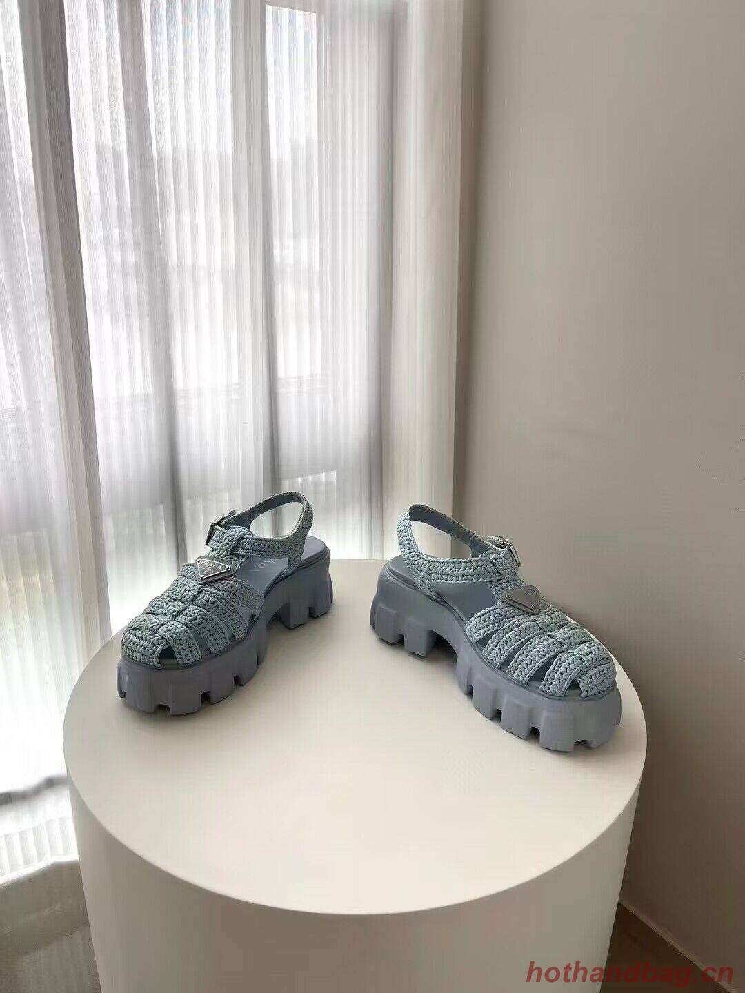 Prada Weave Sandals Shoes PD30362 Blue Prada Weave Sandals Shoes PD30362 Blue