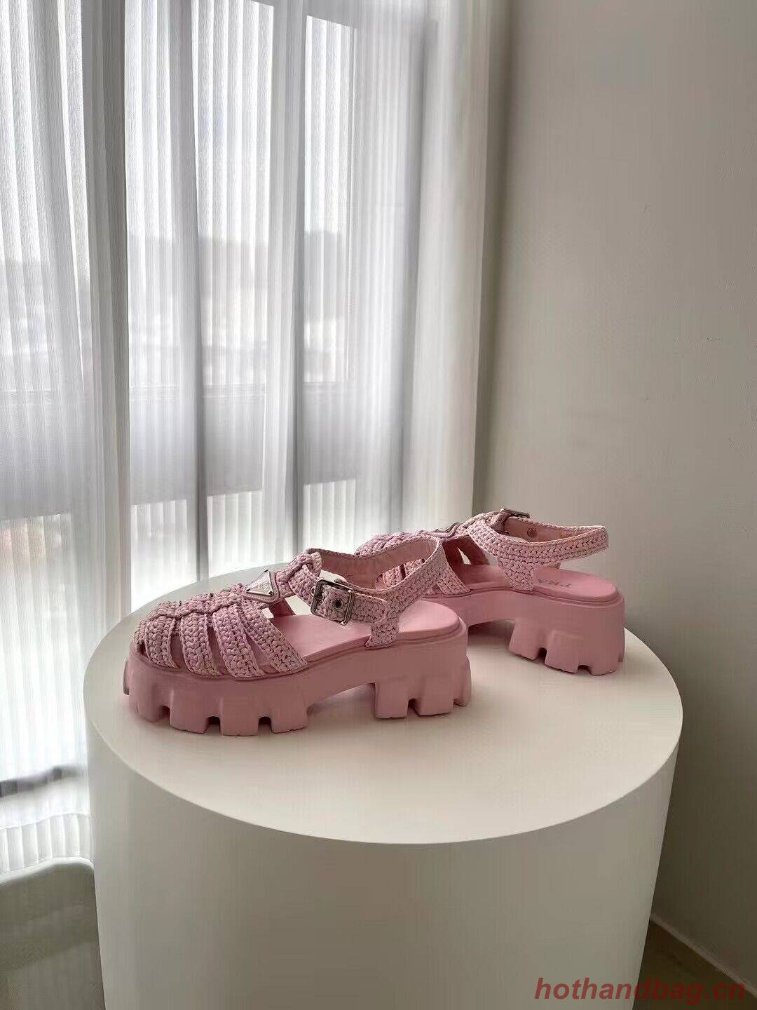 Prada Weave Sandals Shoes PD30362 Pink Prada Weave Sandals Shoes PD30362 Pink