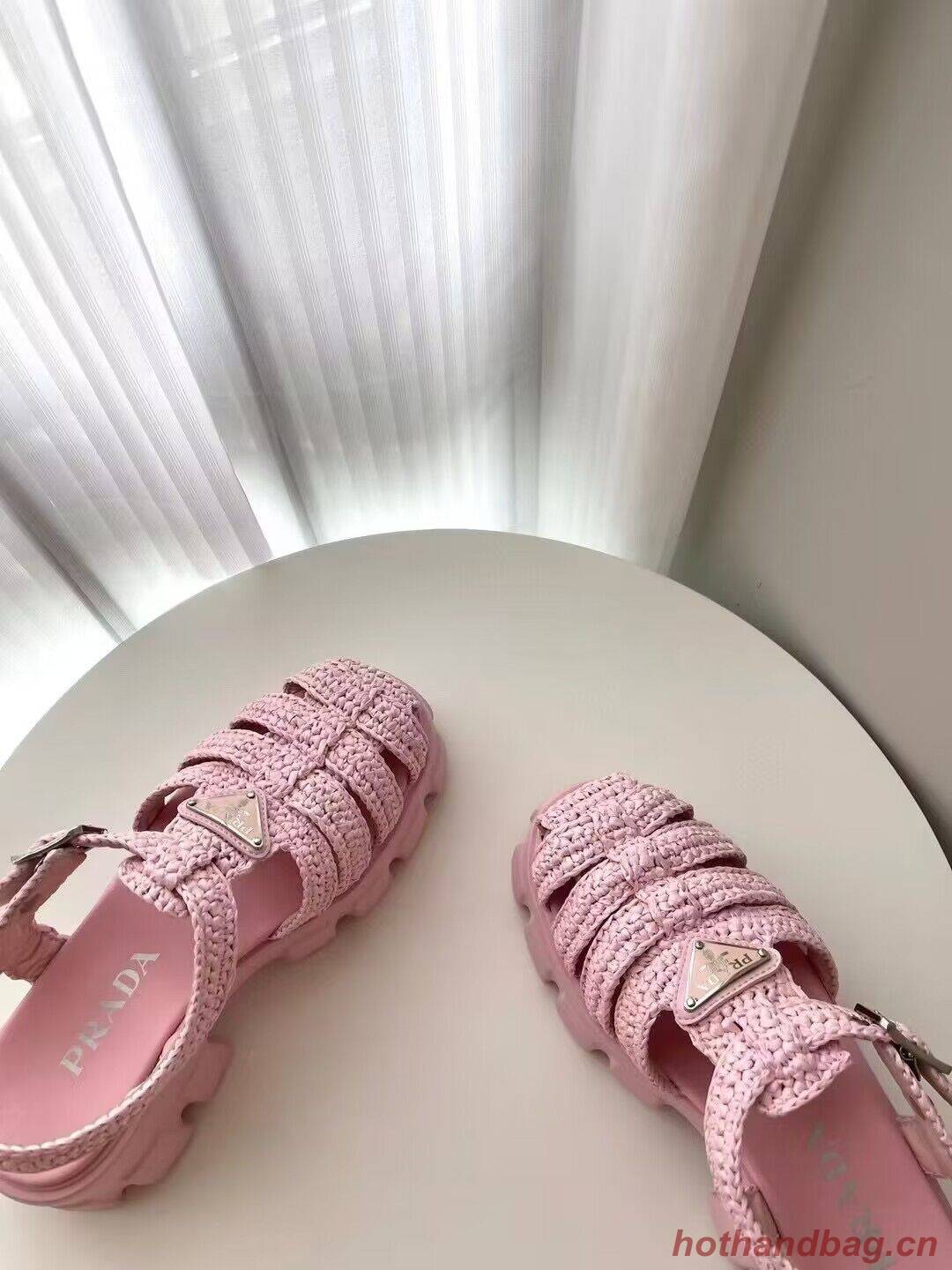 Prada Weave Sandals Shoes PD30362 Pink Prada Weave Sandals Shoes PD30362 Pink