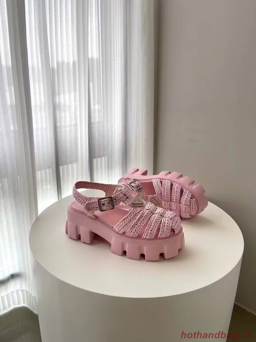 Prada Weave Sandals Shoes PD30362 Pink Prada Weave Sandals Shoes PD30362 Pink