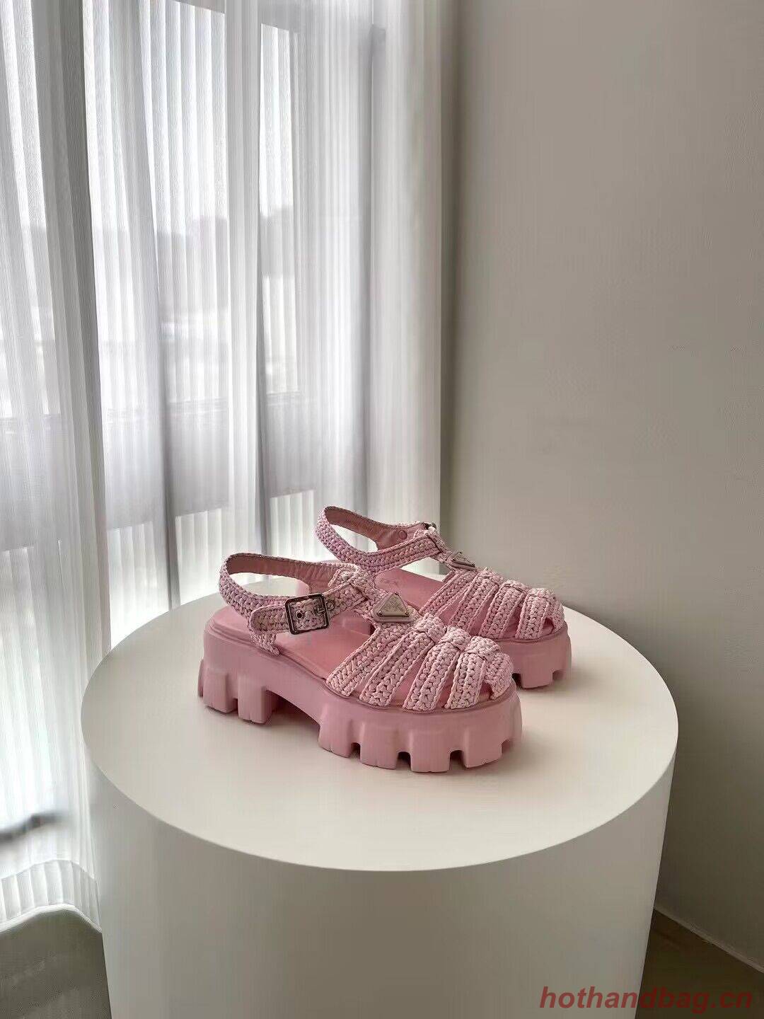 Prada Weave Sandals Shoes PD30362 Pink Prada Weave Sandals Shoes PD30362 Pink