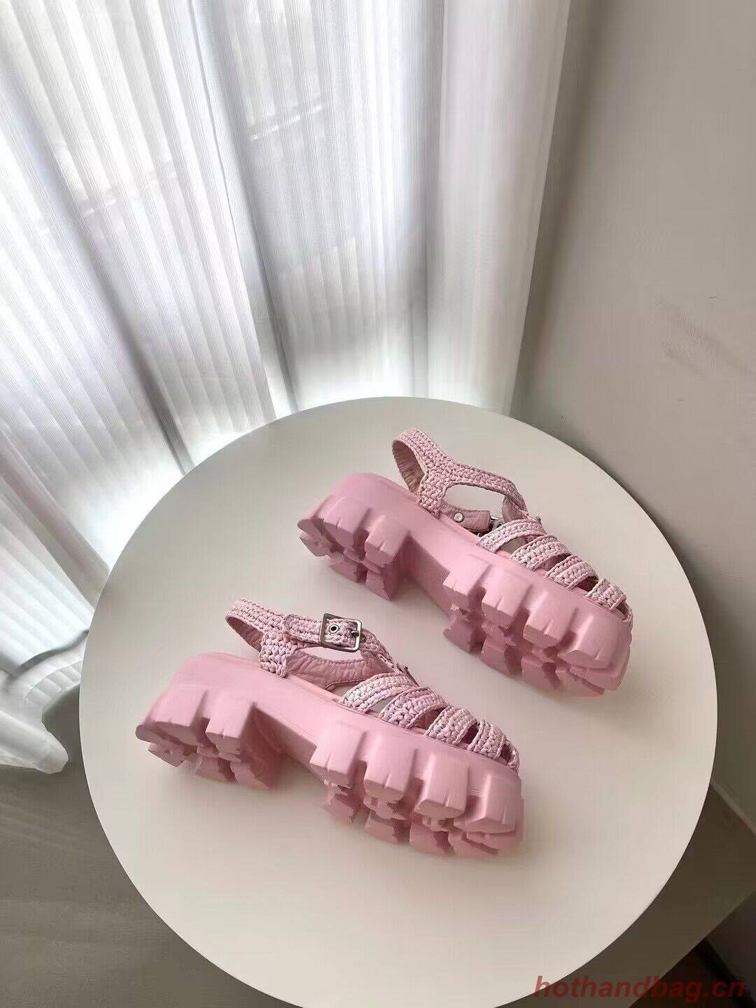 Prada Weave Sandals Shoes PD30362 Pink Prada Weave Sandals Shoes PD30362 Pink