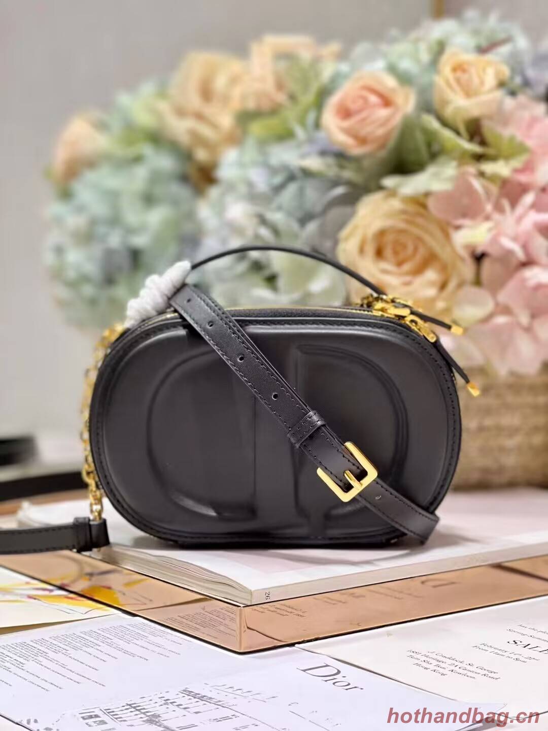 DIOR SIGNATURE OVAL CAMERA BAG Calfskin with Embossed CD Signature S2201UMFV black DIOR SIGNATURE OVAL CAMERA BAG Calfskin with Embossed CD Signature S2201UMFV black