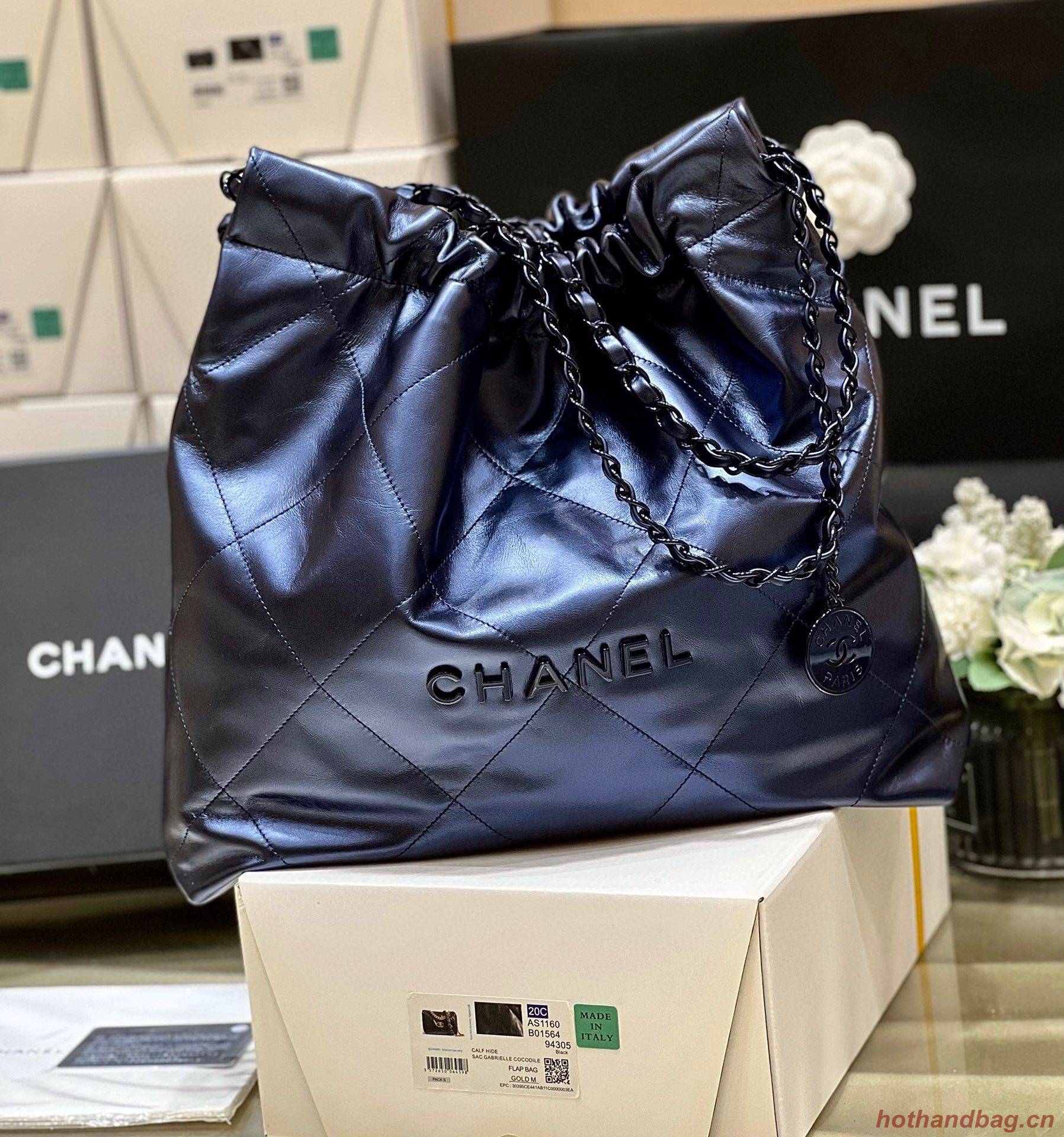 Chanel Calf leather shopping bag AS3261 Navy Blue Chanel Calf leather shopping bag AS3261 Navy Blue