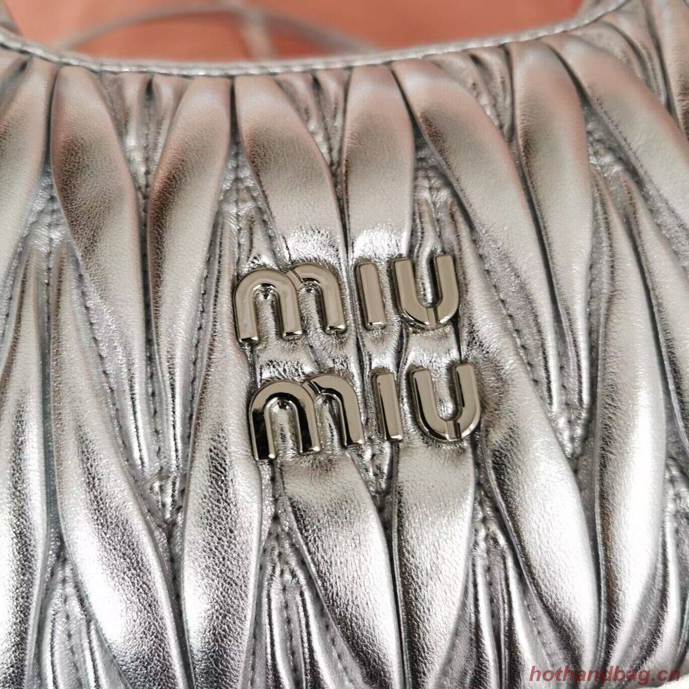 Miu Miu Wander Matelasse Original Sheepskin Bag 5BC125 Silver Miu Miu Wander Matelasse Original Sheepskin Bag 5BC125 Silver