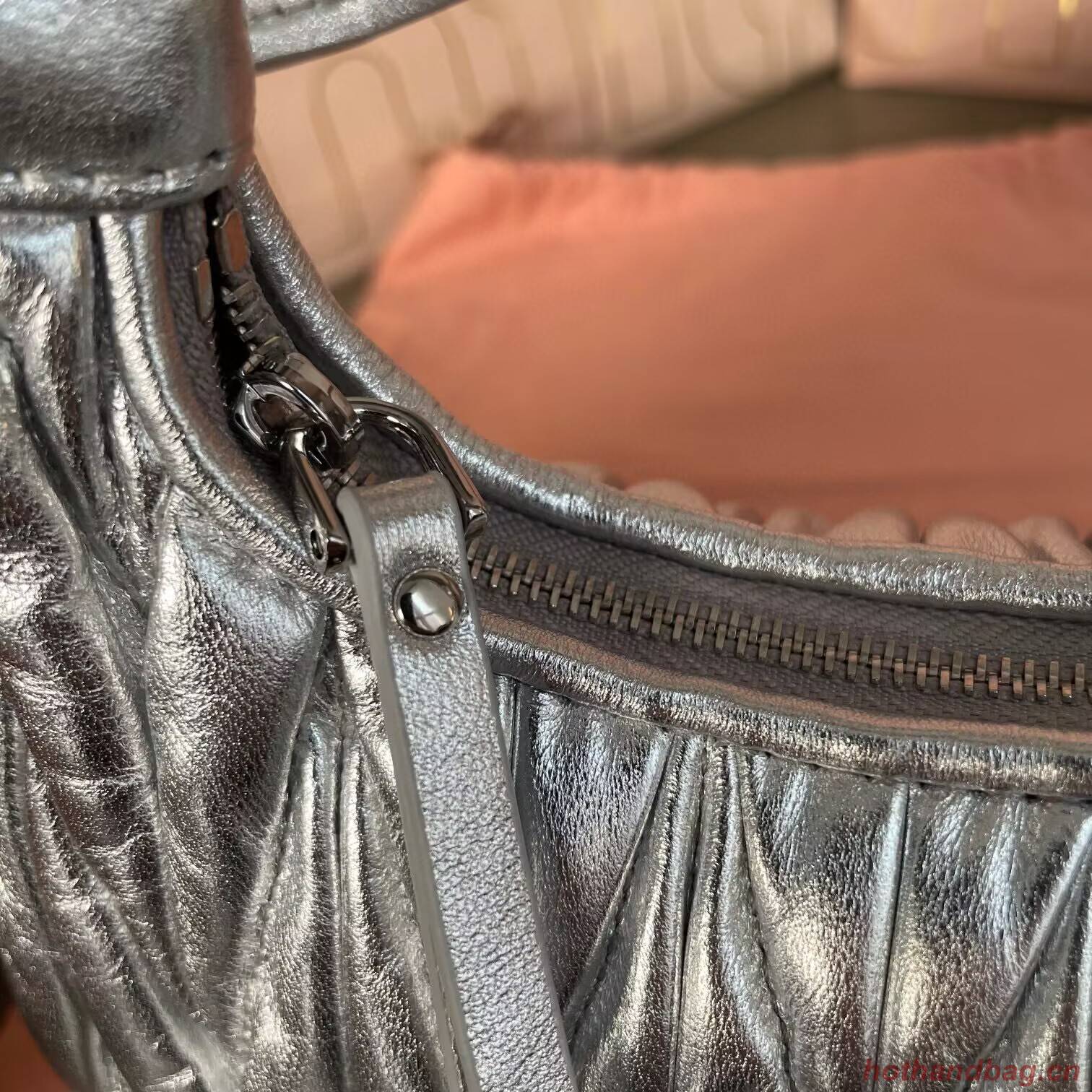 Miu Miu Wander Matelasse Original Sheepskin Mini Bag 5BP078 Silver Miu Miu Wander Matelasse Original Sheepskin Mini Bag 5BP078 Silver