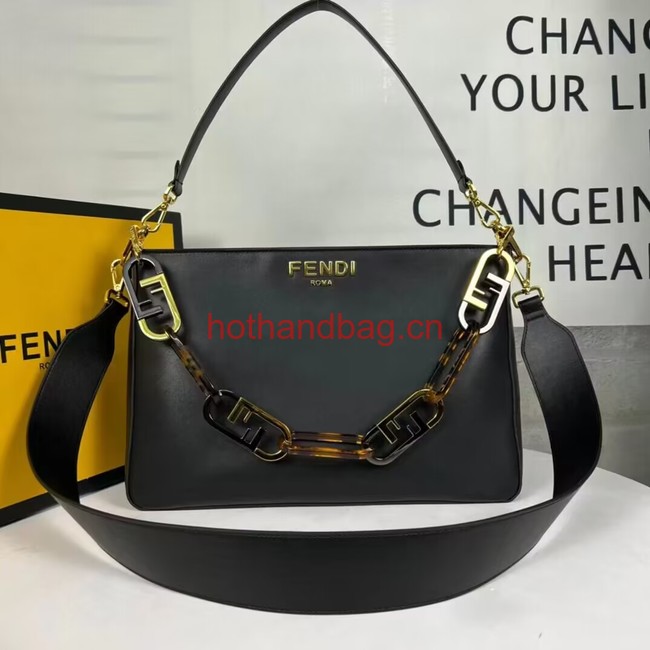 Fendi O Lock Zipper leather bag F1068 black Fendi O Lock Zipper leather bag F1068 black