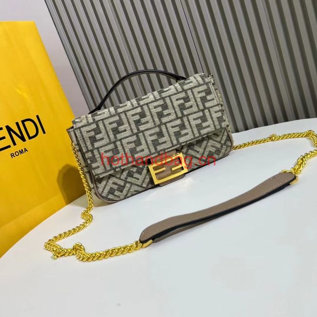 Fendi Baguette canvas bag with FF embroidery F1531 gray Fendi Baguette canvas bag with FF embroidery F1531 gray
