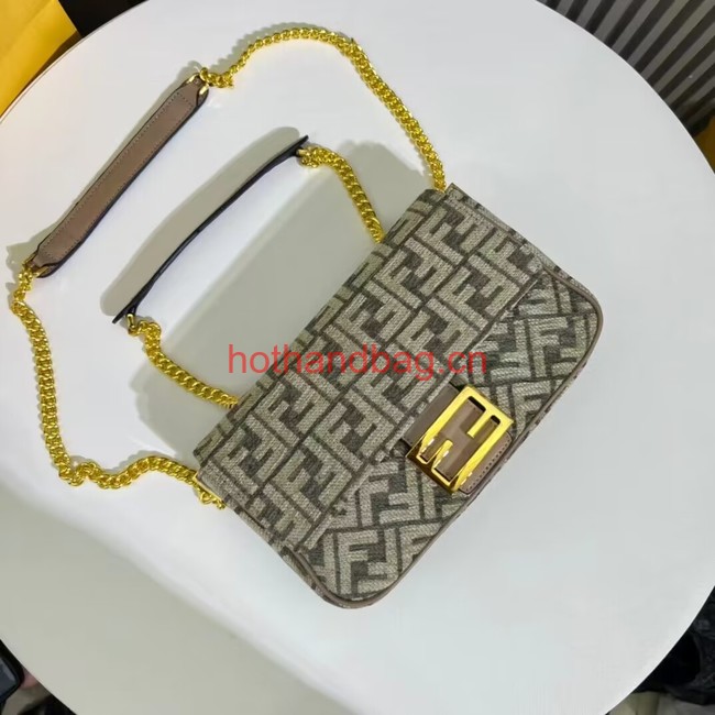 Fendi Baguette canvas bag with FF embroidery F1531 gray Fendi Baguette canvas bag with FF embroidery F1531 gray