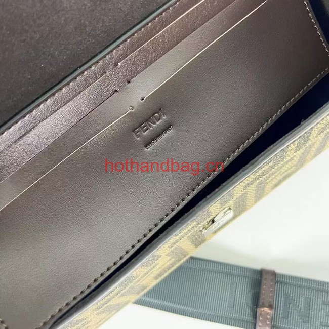 Fendi Brown FF jacquard fabric and leather bag F1326 Fendi Brown FF jacquard fabric and leather bag F1326
