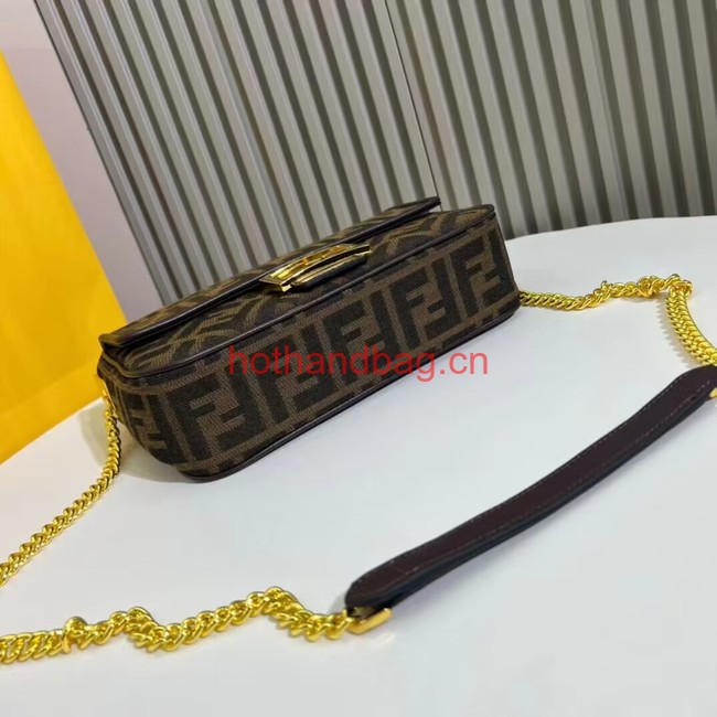 Fendi Brown FF jacquard fabric and leather bag F1531 Fendi Brown FF jacquard fabric and leather bag F1531