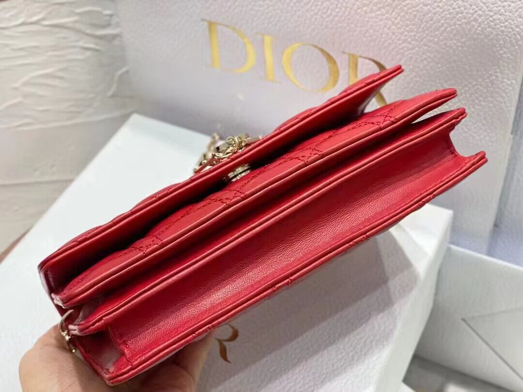 Dior Lady Original Leather Pearl Clutch Bag 6617 Red Dior Lady Original Leather Pearl Clutch Bag 6617 Red
