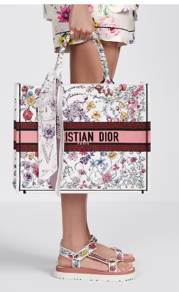 LARGE DIOR BOOK TOTE White Multicolor Florilegio Embroidery M1286ZEMF LARGE DIOR BOOK TOTE White Multicolor Florilegio Embroidery M1286ZEMF