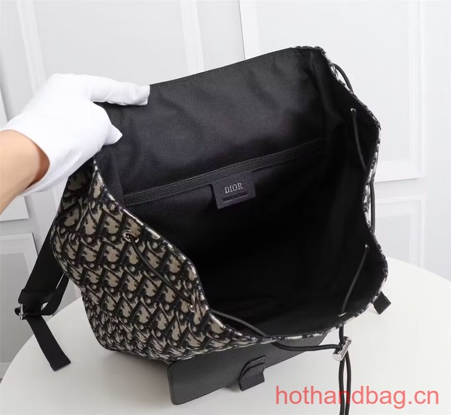 DIOR BACKPACK Beige and Black Dior Oblique Jacquard and Black Grained Calfskin CM1062A DIOR BACKPACK Beige and Black Dior Oblique Jacquard and Black Grained Calfskin CM1062A