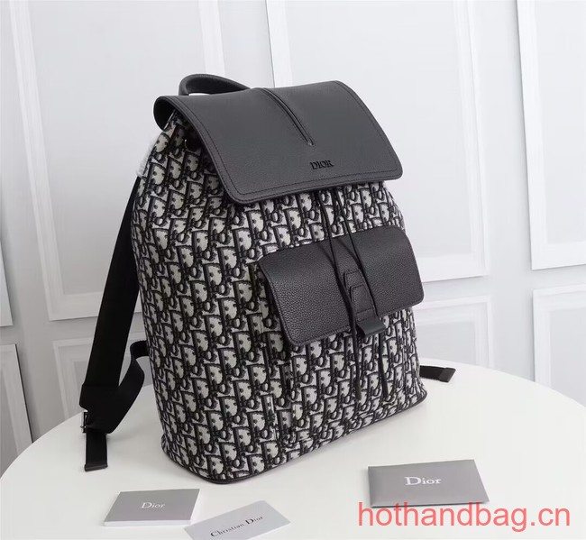 DIOR BACKPACK Beige and Black Dior Oblique Jacquard and Black Grained Calfskin CM1062A DIOR BACKPACK Beige and Black Dior Oblique Jacquard and Black Grained Calfskin CM1062A