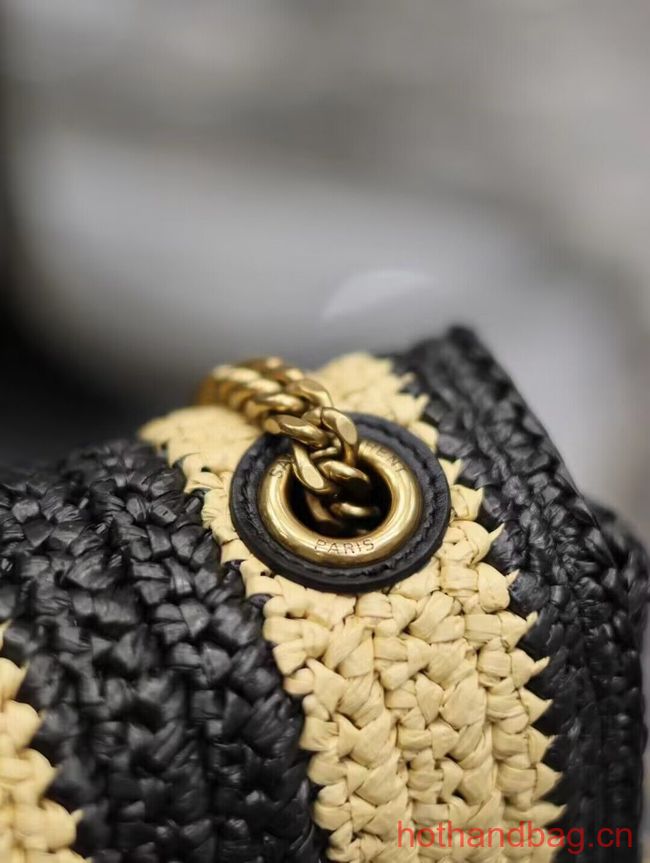 SAINT LAUREN MEDIUM JAMIE IN RAFFIA Y873804 apricot&black SAINT LAUREN MEDIUM JAMIE IN RAFFIA Y873804 apricot&black