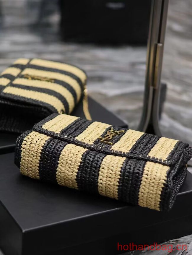 SAINT LAUREN MEDIUM JAMIE IN RAFFIA Y873804 apricot&black SAINT LAUREN MEDIUM JAMIE IN RAFFIA Y873804 apricot&black