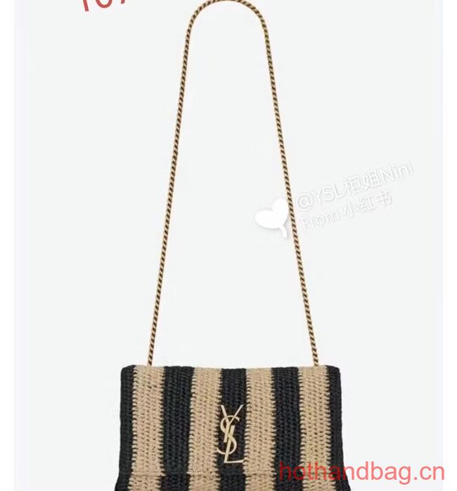 SAINT LAUREN MEDIUM JAMIE IN RAFFIA Y873804 apricot&black SAINT LAUREN MEDIUM JAMIE IN RAFFIA Y873804 apricot&black
