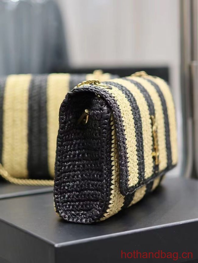 SAINT LAUREN MEDIUM JAMIE IN RAFFIA Y873804 apricot&black SAINT LAUREN MEDIUM JAMIE IN RAFFIA Y873804 apricot&black