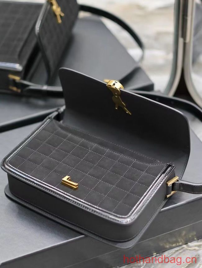 SAINT LAUREN SOLFERINO MEDIUM SATCHEL IN QUILTED NUBUCK SUEDE Y886305 BLACK SAINT LAUREN SOLFERINO MEDIUM SATCHEL IN QUILTED NUBUCK SUEDE Y886305 BLACK