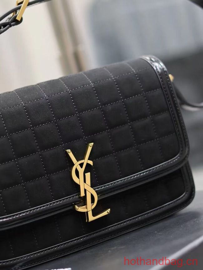SAINT LAUREN SOLFERINO MEDIUM SATCHEL IN QUILTED NUBUCK SUEDE Y886305 BLACK SAINT LAUREN SOLFERINO MEDIUM SATCHEL IN QUILTED NUBUCK SUEDE Y886305 BLACK