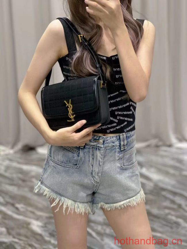 SAINT LAUREN SOLFERINO MEDIUM SATCHEL IN QUILTED NUBUCK SUEDE Y886305 BLACK SAINT LAUREN SOLFERINO MEDIUM SATCHEL IN QUILTED NUBUCK SUEDE Y886305 BLACK