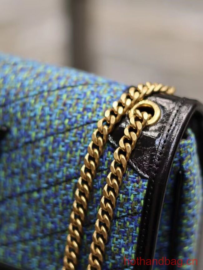 SAINT LAUREN NIKI SMALL CHAIN BAG IN Tweed LEATHER 933151 blue SAINT LAUREN NIKI SMALL CHAIN BAG IN Tweed LEATHER 933151 blue