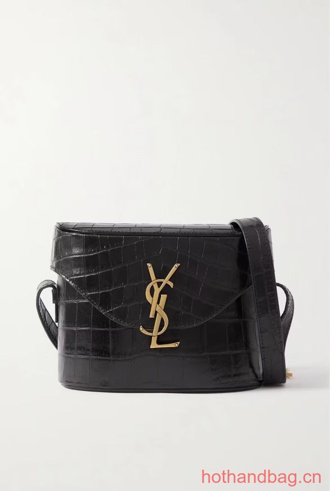 SAINT LAUREN SMALL SATCHEL IN SHINY CROCODILE-EMBOSSED LEATHER Y910080 black SAINT LAUREN SMALL SATCHEL IN SHINY CROCODILE-EMBOSSED LEATHER Y910080 black