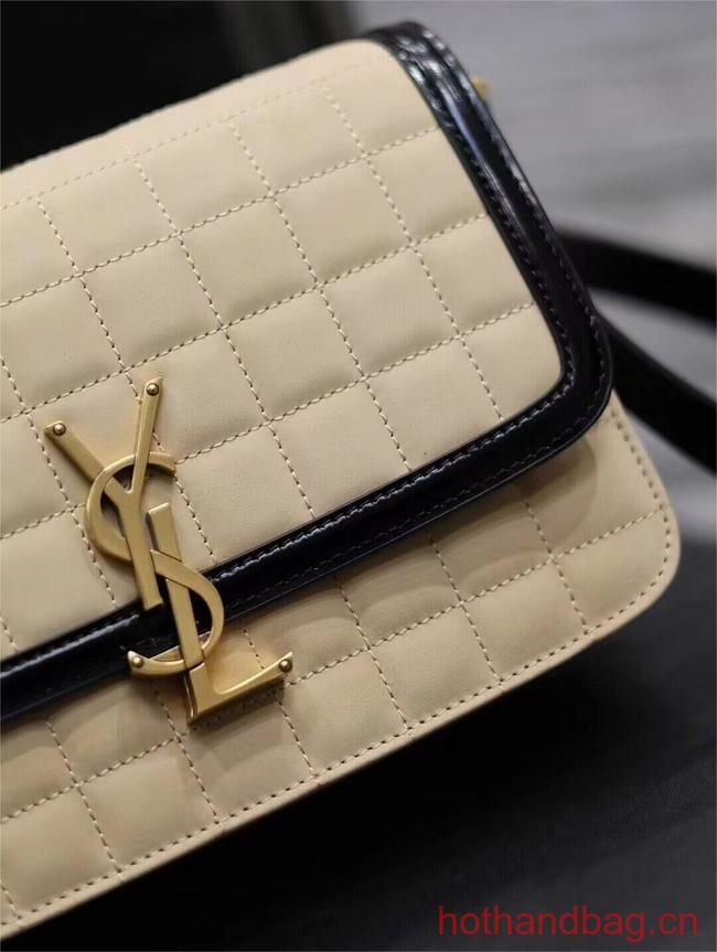 SAINT LAUREN SOLFERINO MEDIUM SATCHEL IN QUILTED NUBUCK SUEDE Y886305 OFF WHITE AND BLACK SAINT LAUREN SOLFERINO MEDIUM SATCHEL IN QUILTED NUBUCK SUEDE Y886305 OFF WHITE AND BLACK