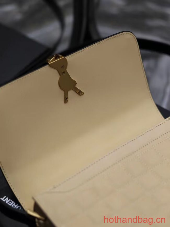 SAINT LAUREN SOLFERINO MEDIUM SATCHEL IN QUILTED NUBUCK SUEDE Y886305 OFF WHITE AND BLACK SAINT LAUREN SOLFERINO MEDIUM SATCHEL IN QUILTED NUBUCK SUEDE Y886305 OFF WHITE AND BLACK