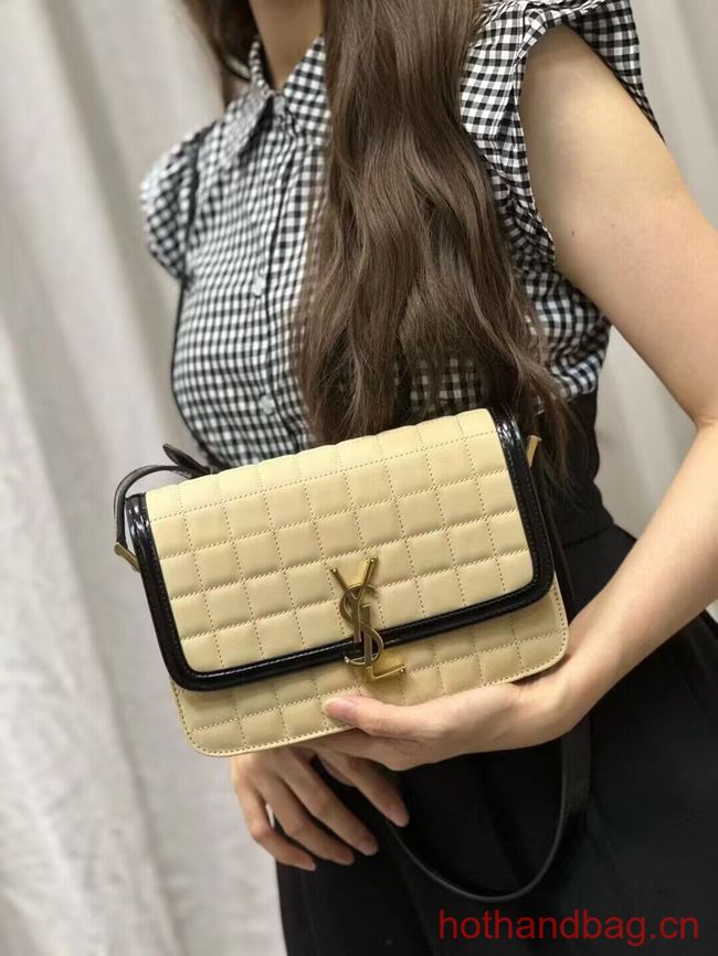 SAINT LAUREN SOLFERINO MEDIUM SATCHEL IN QUILTED NUBUCK SUEDE Y886305 OFF WHITE AND BLACK SAINT LAUREN SOLFERINO MEDIUM SATCHEL IN QUILTED NUBUCK SUEDE Y886305 OFF WHITE AND BLACK