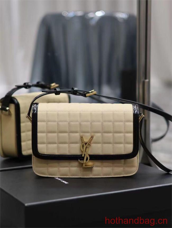 SAINT LAUREN SOLFERINO MEDIUM SATCHEL IN QUILTED NUBUCK SUEDE Y886305 OFF WHITE AND BLACK SAINT LAUREN SOLFERINO MEDIUM SATCHEL IN QUILTED NUBUCK SUEDE Y886305 OFF WHITE AND BLACK