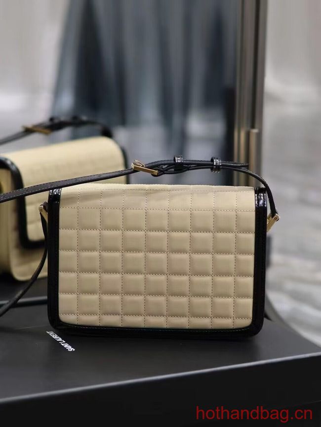 SAINT LAUREN SOLFERINO MEDIUM SATCHEL IN QUILTED NUBUCK SUEDE Y886305 OFF WHITE AND BLACK SAINT LAUREN SOLFERINO MEDIUM SATCHEL IN QUILTED NUBUCK SUEDE Y886305 OFF WHITE AND BLACK