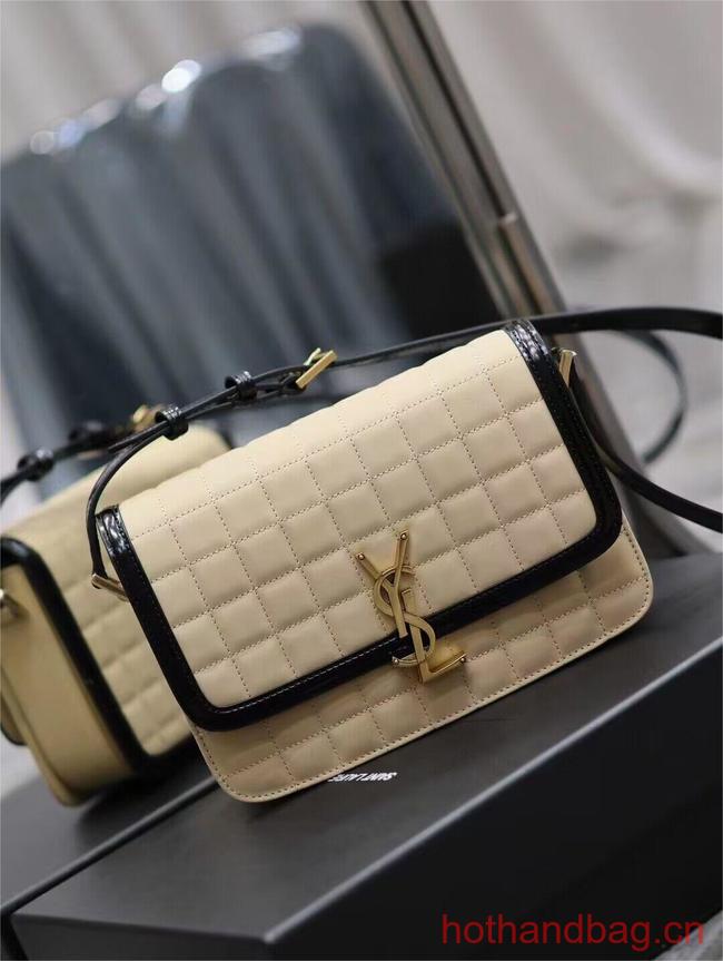 SAINT LAUREN SOLFERINO MEDIUM SATCHEL IN QUILTED NUBUCK SUEDE Y886305 OFF WHITE AND BLACK SAINT LAUREN SOLFERINO MEDIUM SATCHEL IN QUILTED NUBUCK SUEDE Y886305 OFF WHITE AND BLACK