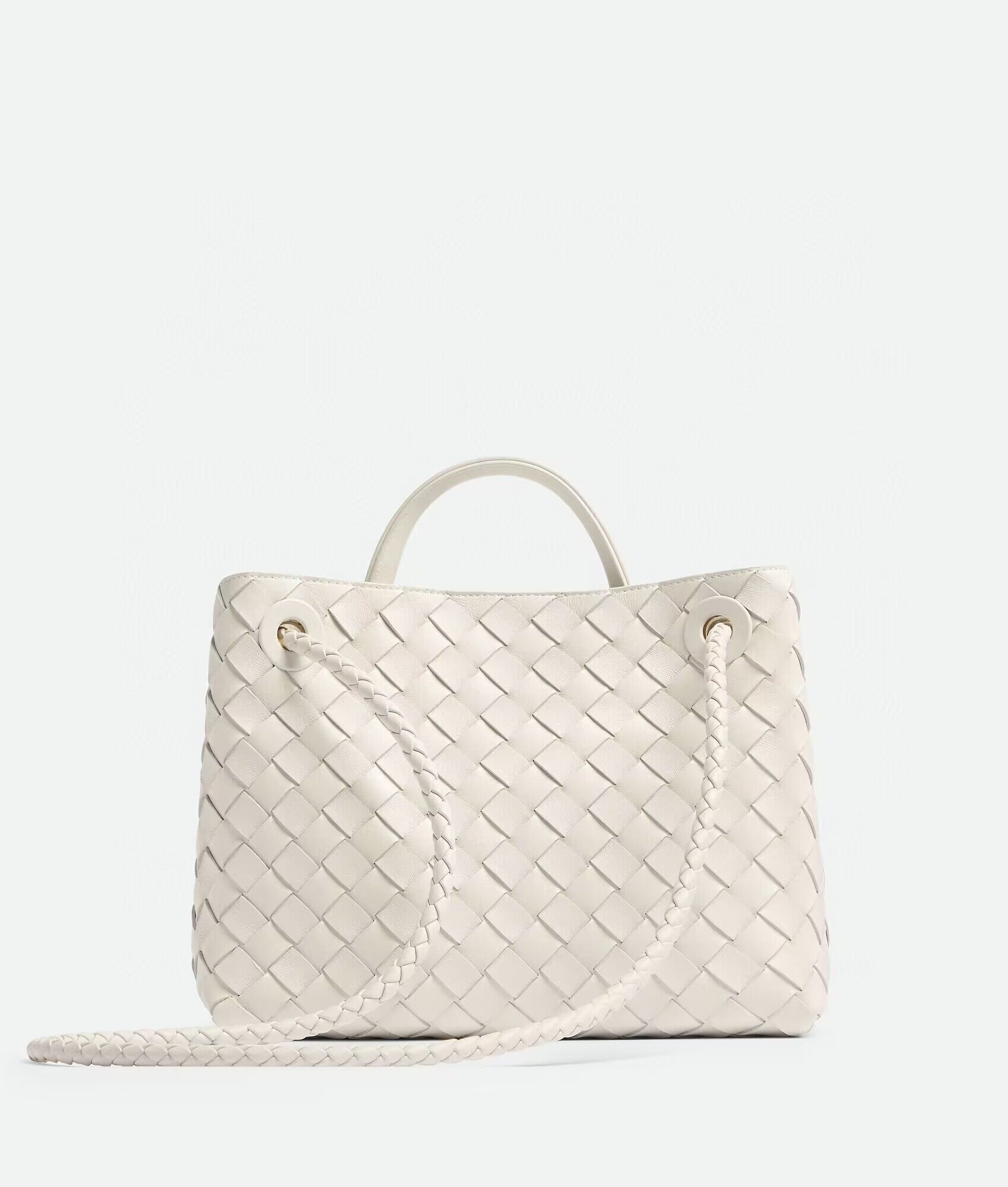 Bottega Veneta Andiamo Small Intrecciato Leather Tote 743572 White Bottega Veneta Andiamo Small Intrecciato Leather Tote 743572 White
