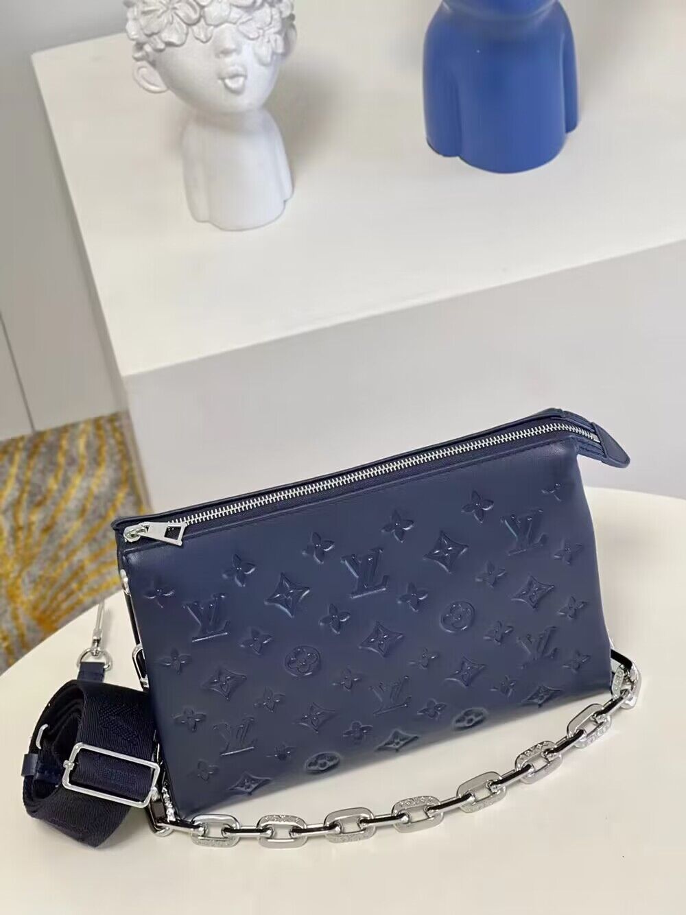 Louis Vuitton Original Leather Coussin PM M21198 Navy Blue Louis Vuitton Original Leather Coussin PM M21198 Navy Blue
