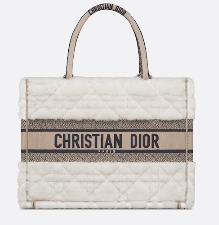 MEDIUM DIOR BOOK TOTE Ice Cannage Shearling M1296ZMB MEDIUM DIOR BOOK TOTE Ice Cannage Shearling M1296ZMB