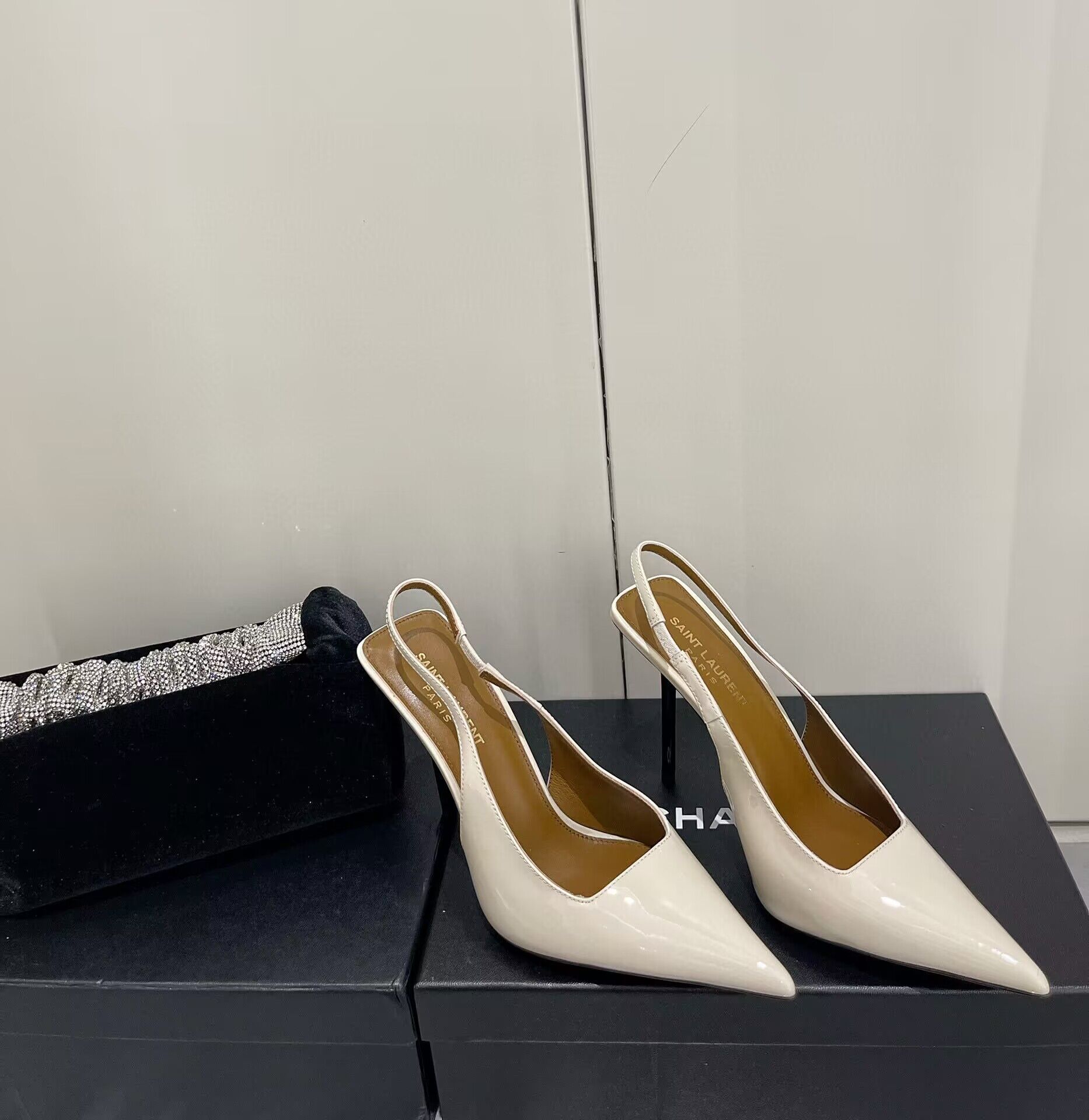 Saint Laurent Shoes heel height 10CM 63301 Cream Saint Laurent Shoes heel height 10CM 63301 Cream