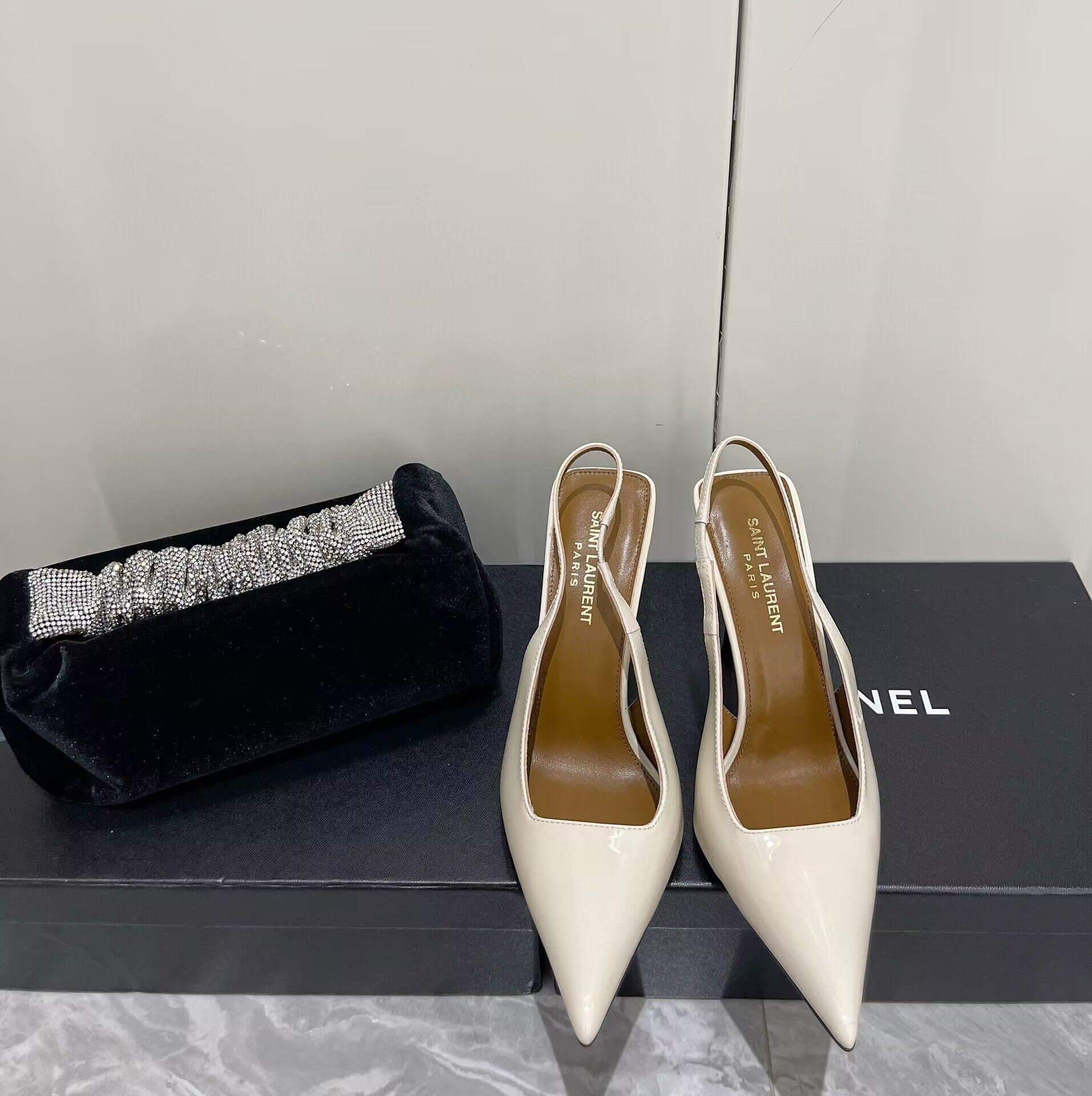 Saint Laurent Shoes heel height 10CM 63301 Cream Saint Laurent Shoes heel height 10CM 63301 Cream
